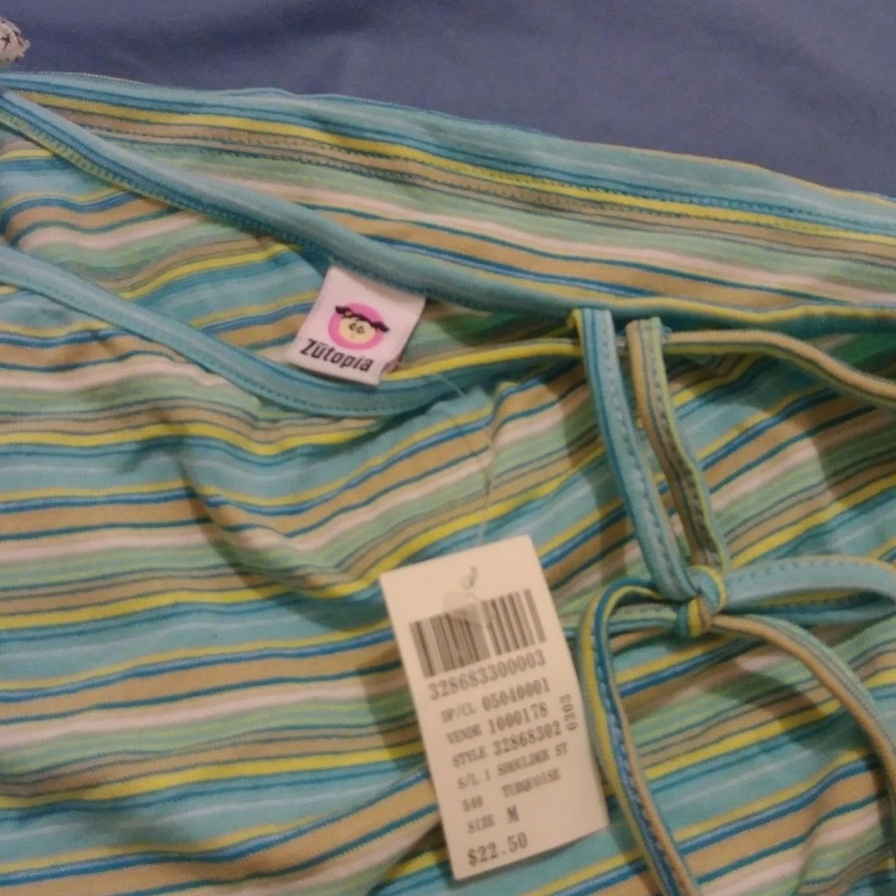 ZUTOPIA girls multicolor stripes one shoulder top
